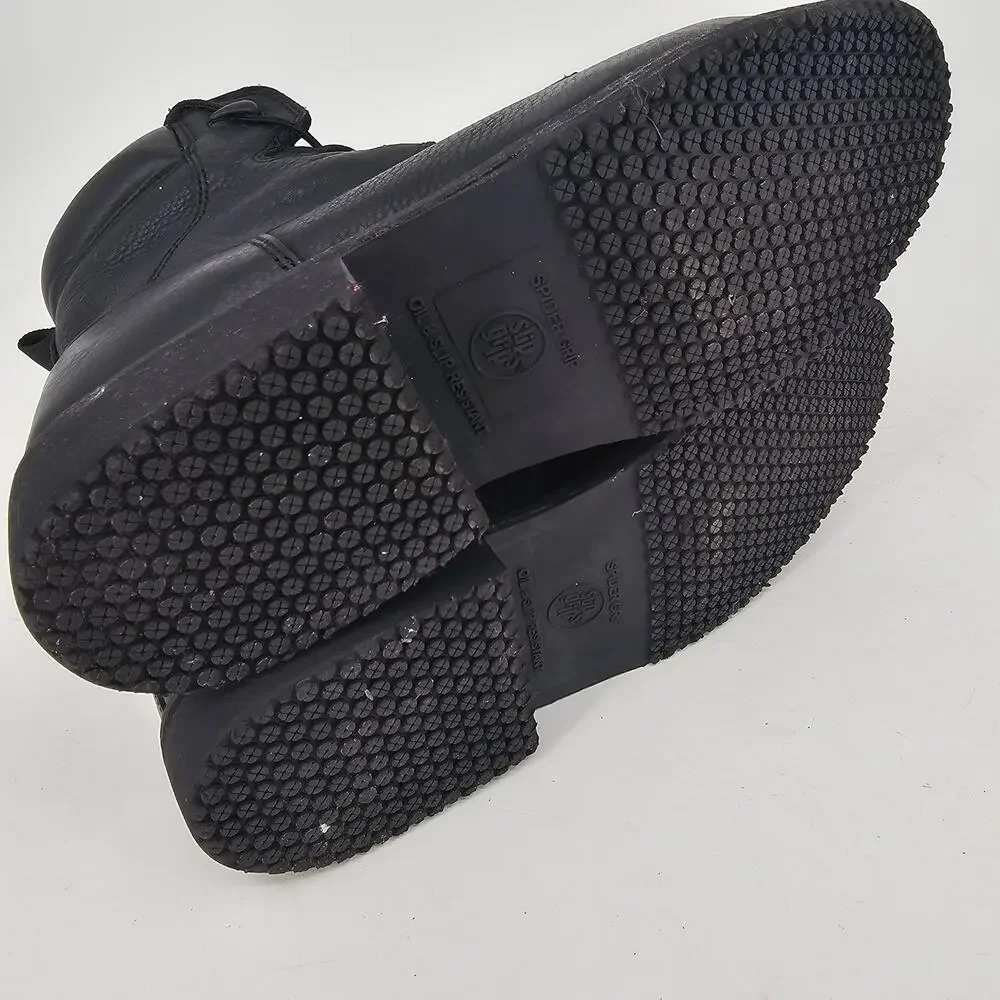 SlipGrips Black Leather Spider Grip Steel Toe Work Boot Mens 12 W ASTM F2413-05